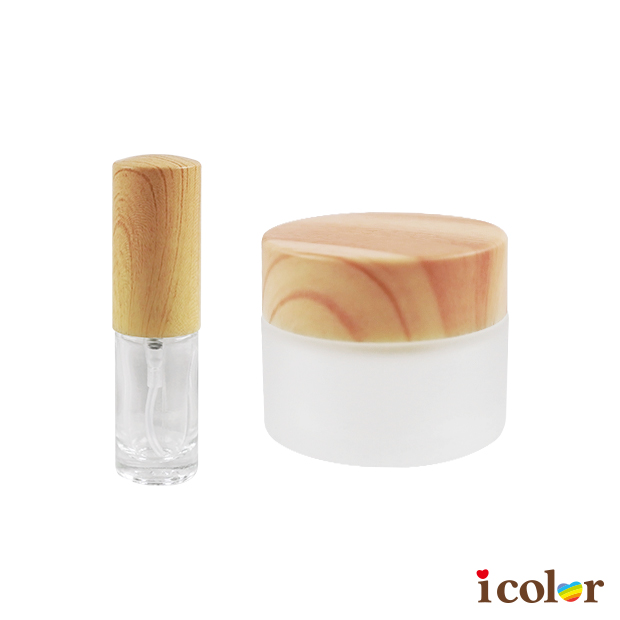 木質風玻璃噴瓶&玻璃面霜盒