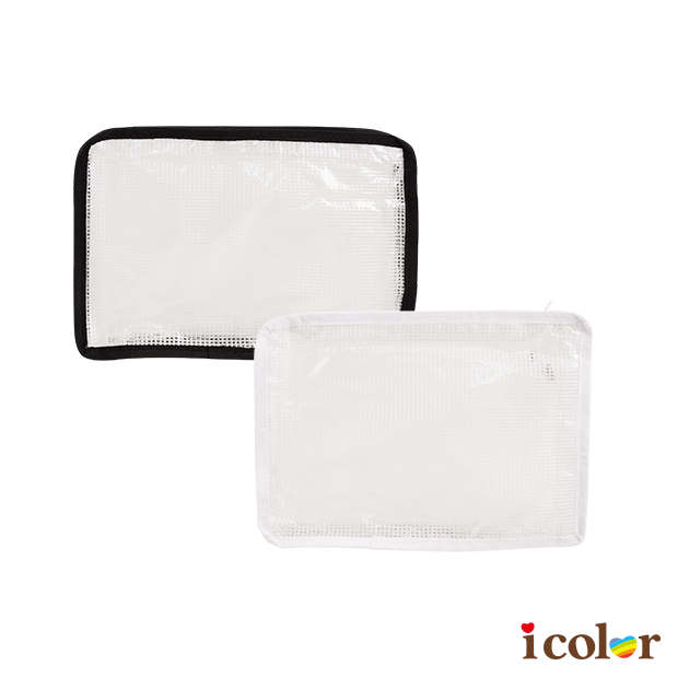 黑白邊透明大開口化妝包
