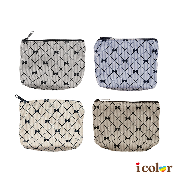 燈芯絨蝴蝶結零錢包(11.5cm)