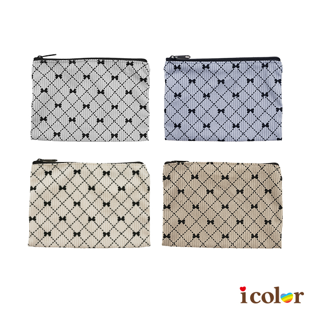 燈芯絨蝴蝶結零錢包(14.5cm)