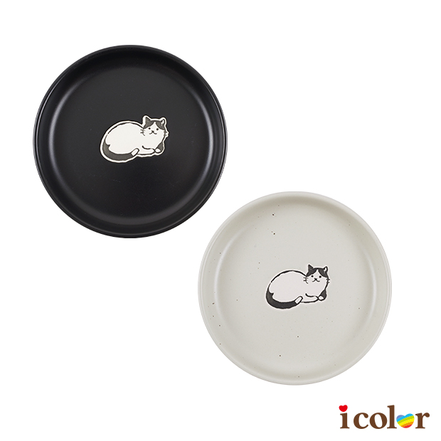 黑白貓陶盤(12cm)