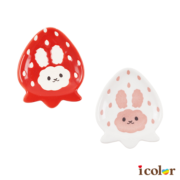 草莓兔造型迷你陶盤(7.5cm)