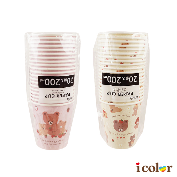 草莓熊200ml免洗紙杯(20入)